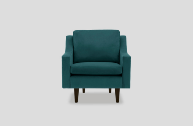 HB02 armchair in peacock velvet with treacle legs